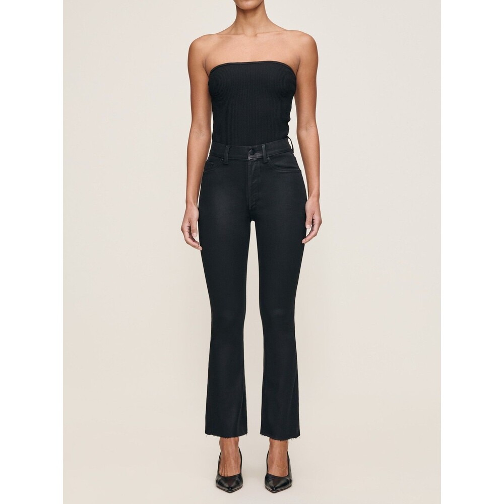 DL 1961 Bridget Boot High Rise Instasculpt Crop Jeans Coated Black Size 31x26